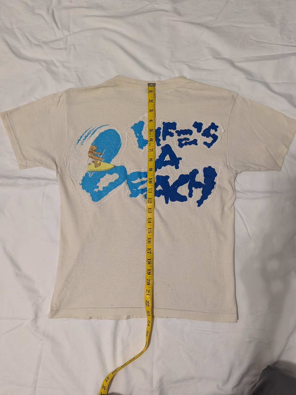 Vintage 80s Lifes A Beach Surfgear T Shirt Single Stitch Puff Print Surfer M